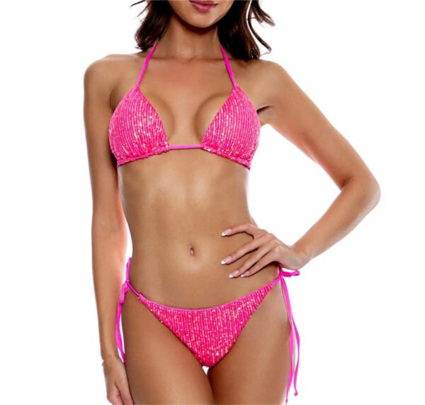 pink sequin bikini sets for women