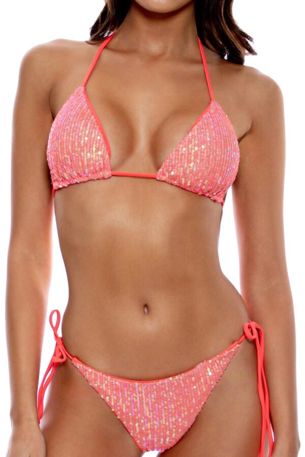 Orange sequin bikini sets for women