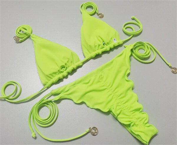 neon green sequin bikini sets for women