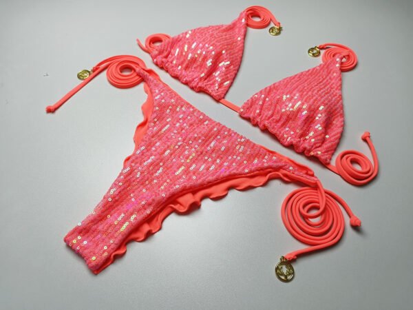 Orange sequin bikini sets for women