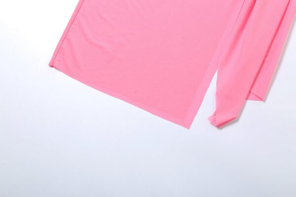 Slinky Jersey Asymmetric Ruched Hardware Detail Bodycon Maxi Dress in Pink